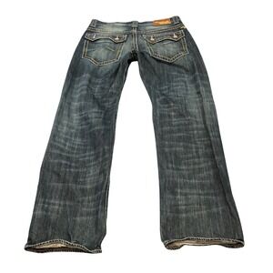 Azzure Love Life Denim Jeans Mens 36 Blue Studded Y2K Baggy Straight Leg